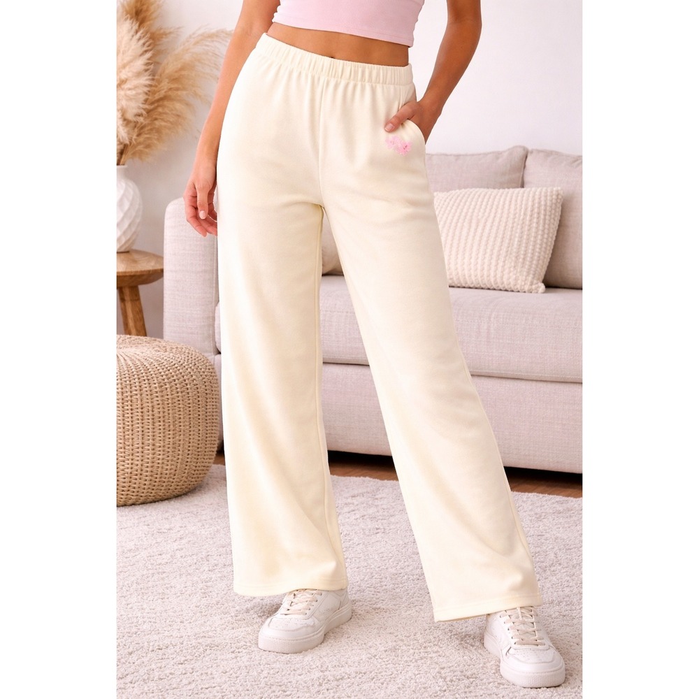 Refuge- Cream Yellow Lounge‎ Pants with Pink Accent Size L